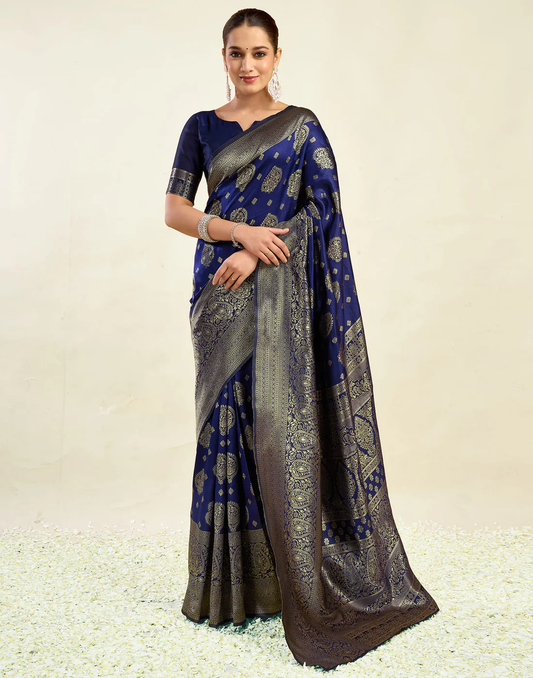MySaree Emerald Majesty Jacquard Saree – Bottle Green Zari Design for Festive Wear