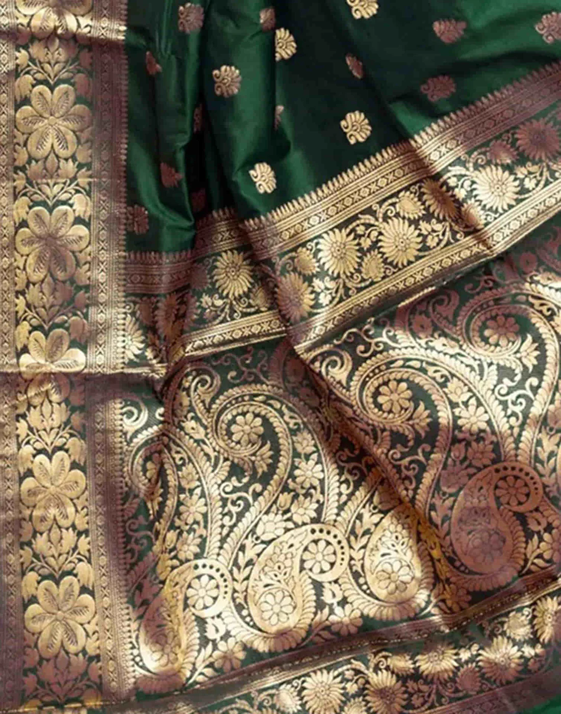 Mysaree Silk Saree — Emerald Temple Zari Royale