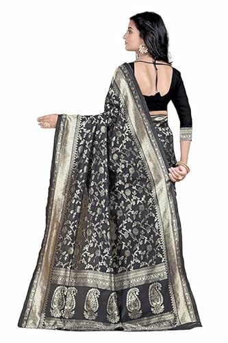 Mysaree Silk Saree — Noir Floral Zari Heritage