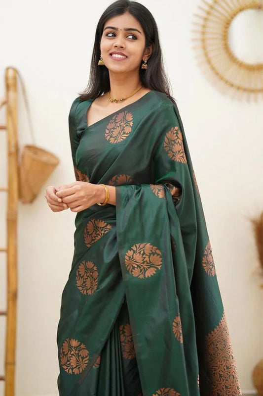 MySaree Premium Jacquard Lichi Silk Saree with Unstitched Blouse – Elegant Party Wear