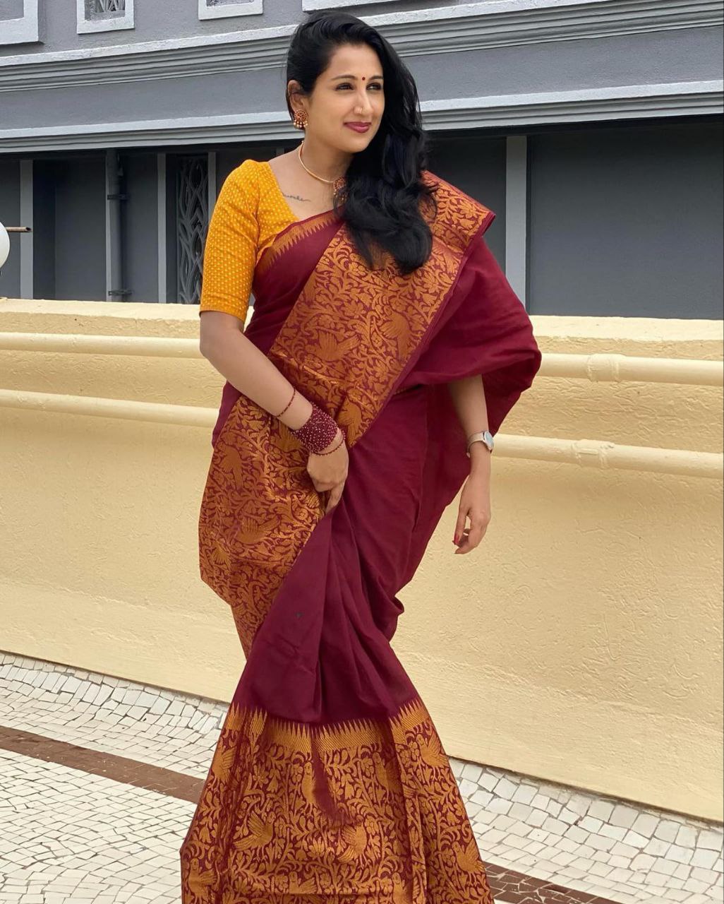 MySaree Soft Lichi Silk Jacquard Saree with Rich Pallu & Unstitched Blouse – Elegant Festive Wear