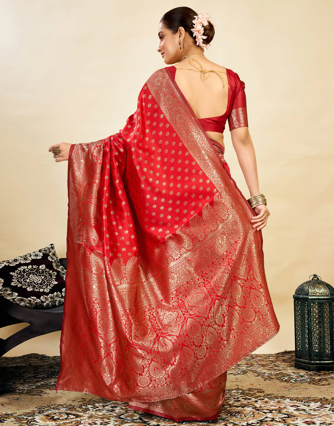 MySaree Premium Jacquard Saree – Royal Maroon Zari Border | Wedding & Festive Wear