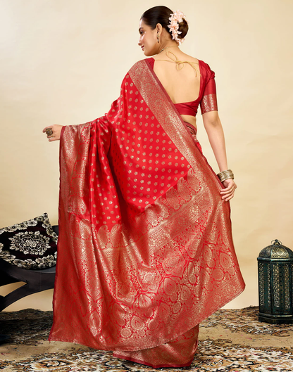 MySaree Premium Jacquard Saree – Royal Maroon Zari Border | Wedding & Festive Wear