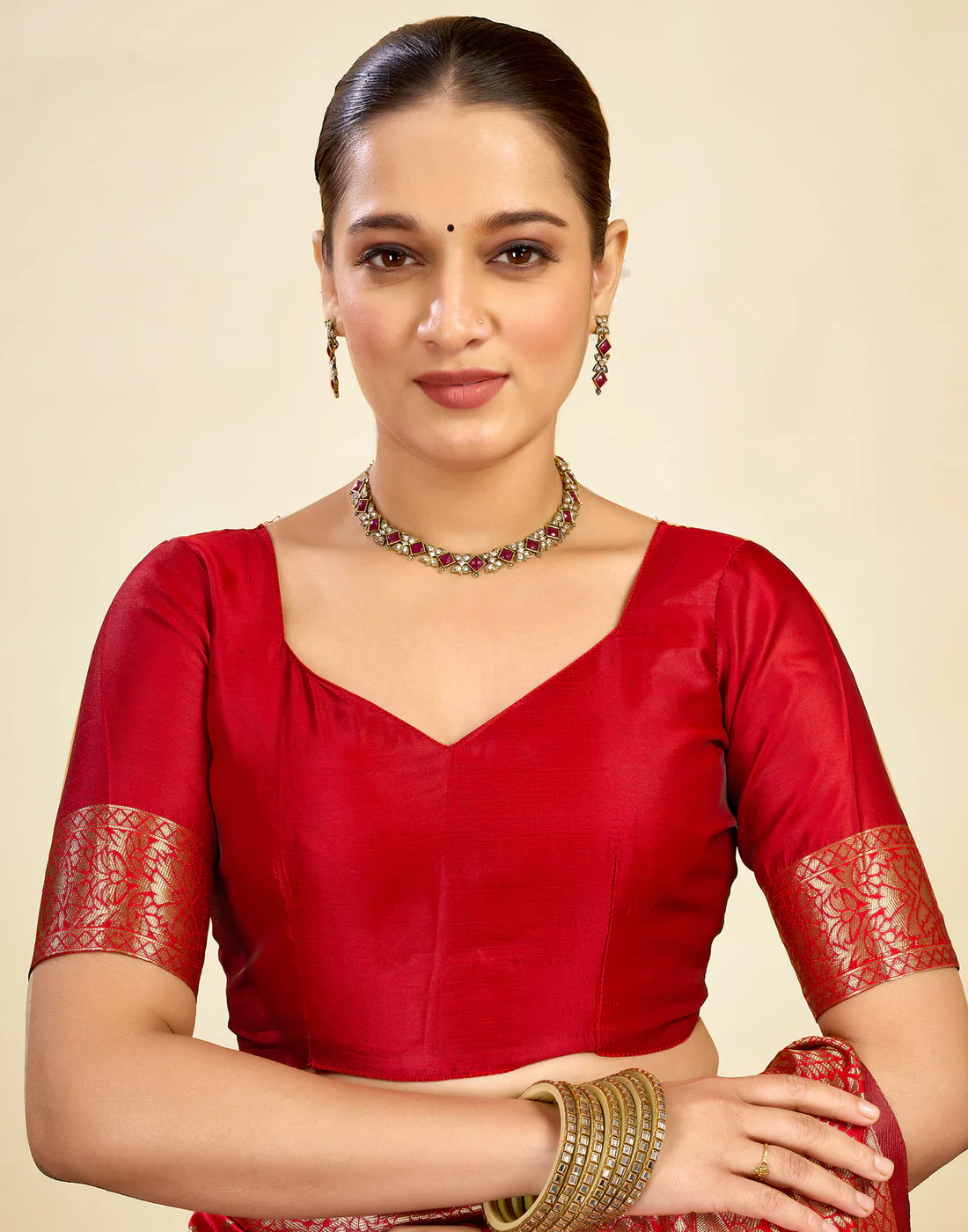MySaree Premium Jacquard Saree – Royal Maroon Zari Border | Wedding & Festive Wear