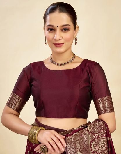 MySaree Premium Jacquard Saree – Regal Emerald Green Zari Border