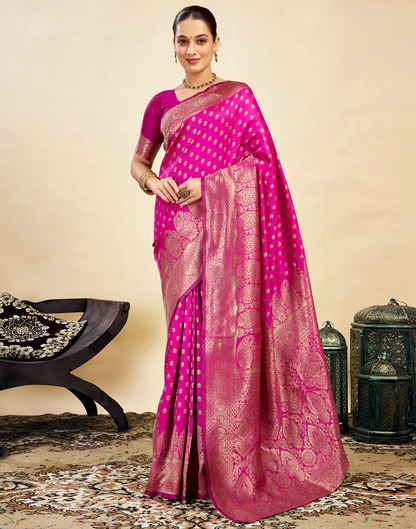 MySaree Premium Jacquard Saree – Royal Maroon Zari Border | Wedding & Festive Wear
