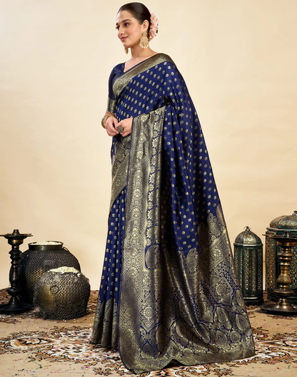 MySaree Bottle Green Jacquard Saree – Premium Golden Zari Weave