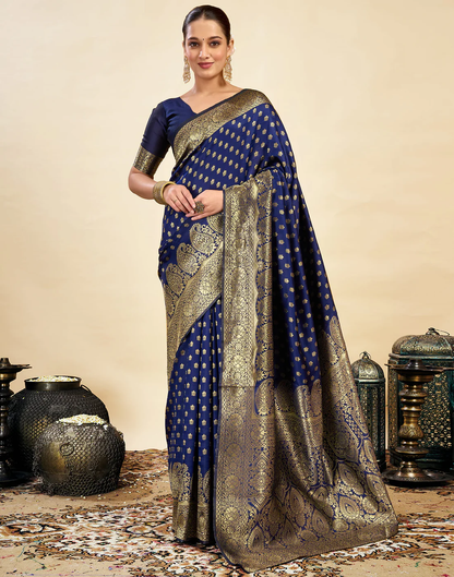MySaree Bottle Green Jacquard Saree – Premium Golden Zari Weave