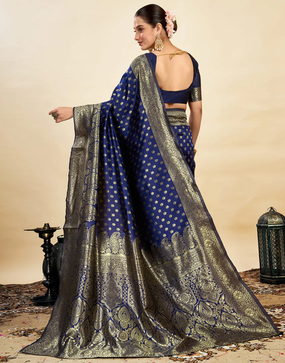 MySaree Bottle Green Jacquard Saree – Premium Golden Zari Weave