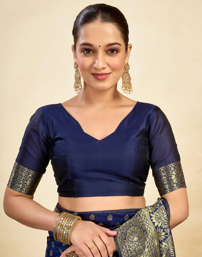 MySaree Bottle Green Jacquard Saree – Premium Golden Zari Weave