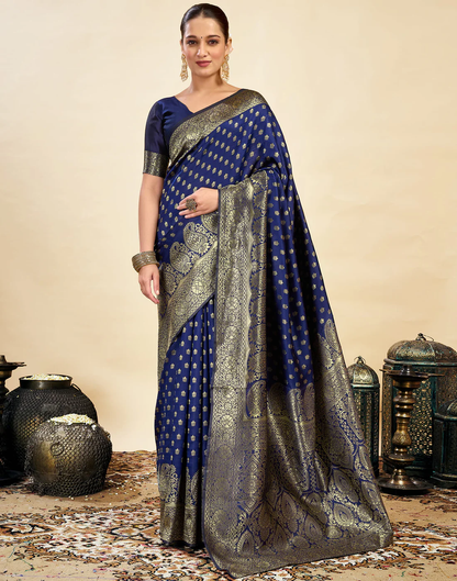 MySaree Premium Jacquard Saree – Regal Emerald Green Zari Border