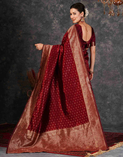 MySaree Emerald Gleam Jacquard Saree – Bottle Green Zari Butti | Festive & Wedding Wear