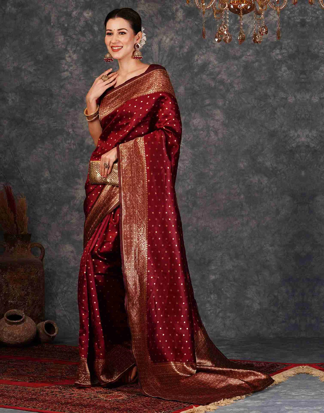 MySaree Emerald Gleam Jacquard Saree – Bottle Green Zari Butti | Festive & Wedding Wear