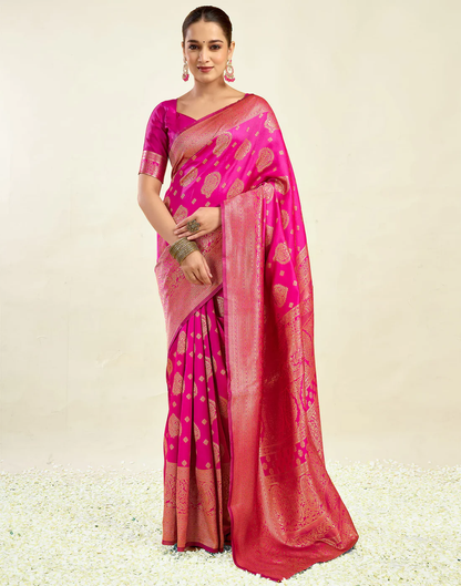 MySaree Emerald Majesty Jacquard Saree – Bottle Green Zari Design for Festive Wear