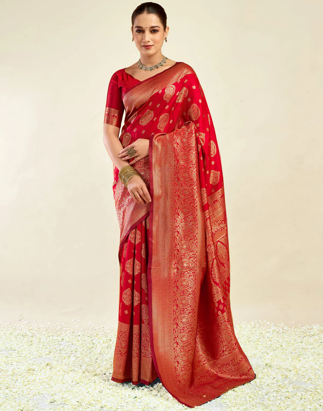 MySaree Emerald Majesty Jacquard Saree – Bottle Green Zari Design for Festive Wear