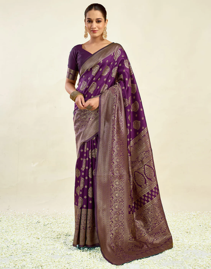 MySaree Emerald Majesty Jacquard Saree – Bottle Green Zari Design for Festive Wear