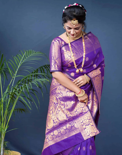 Mysaree Silk Saree — Regal Violet Zari Heritage