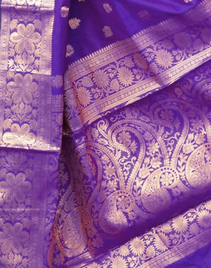 Mysaree Silk Saree — Regal Violet Zari Heritage