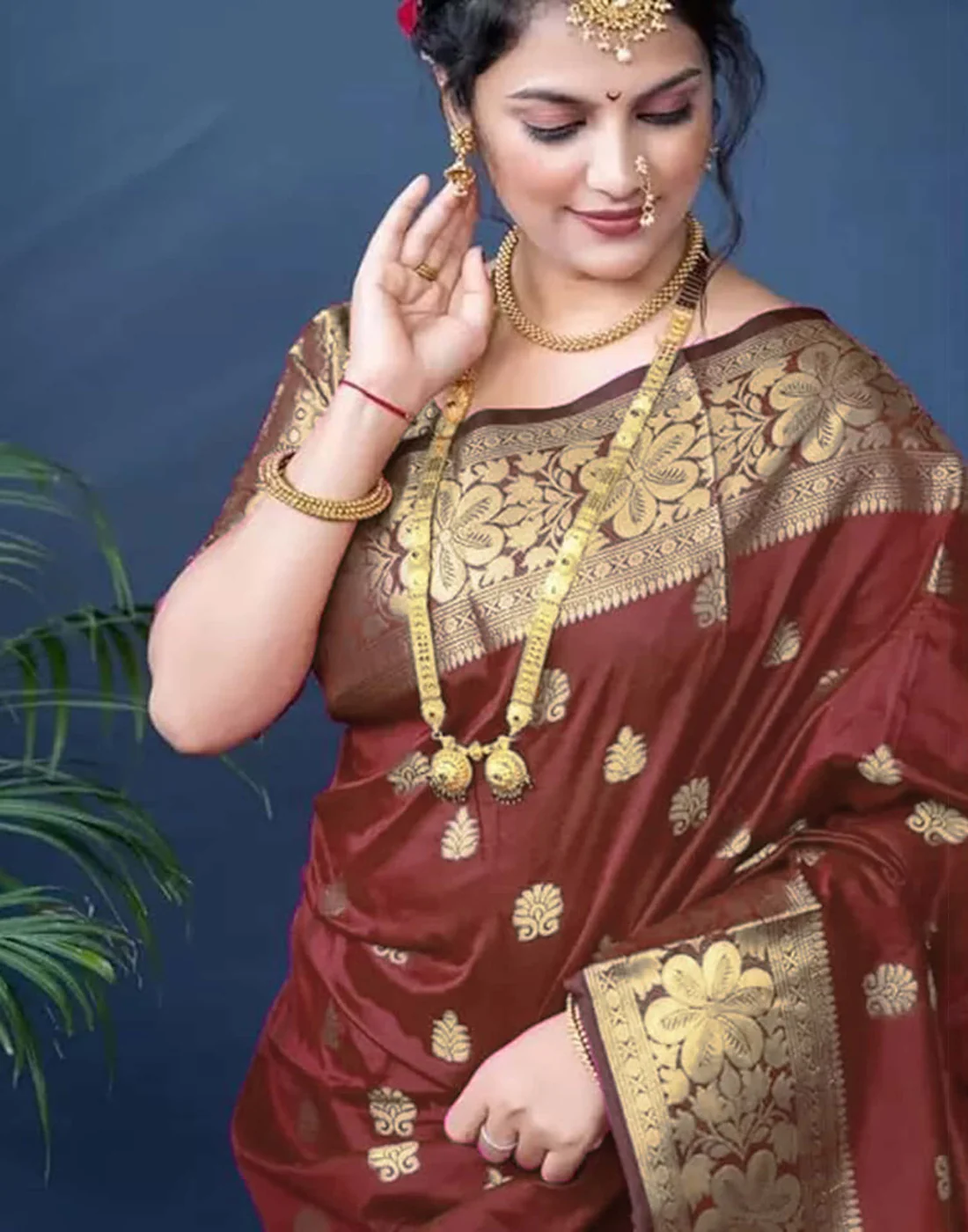 Mysaree Silk Saree — Royal Maroon Zari Heritage