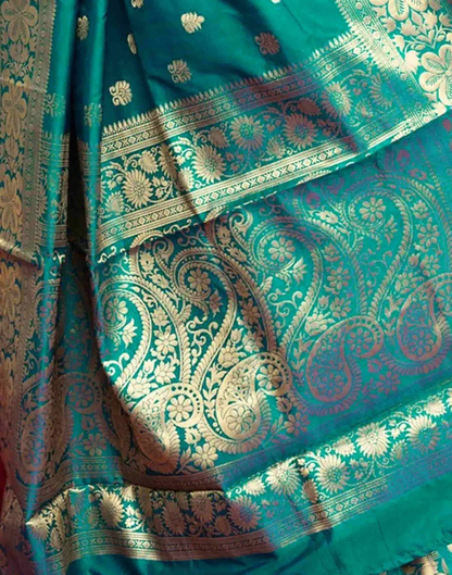 Mysaree Silk Saree — Rama Green Zari Royale
