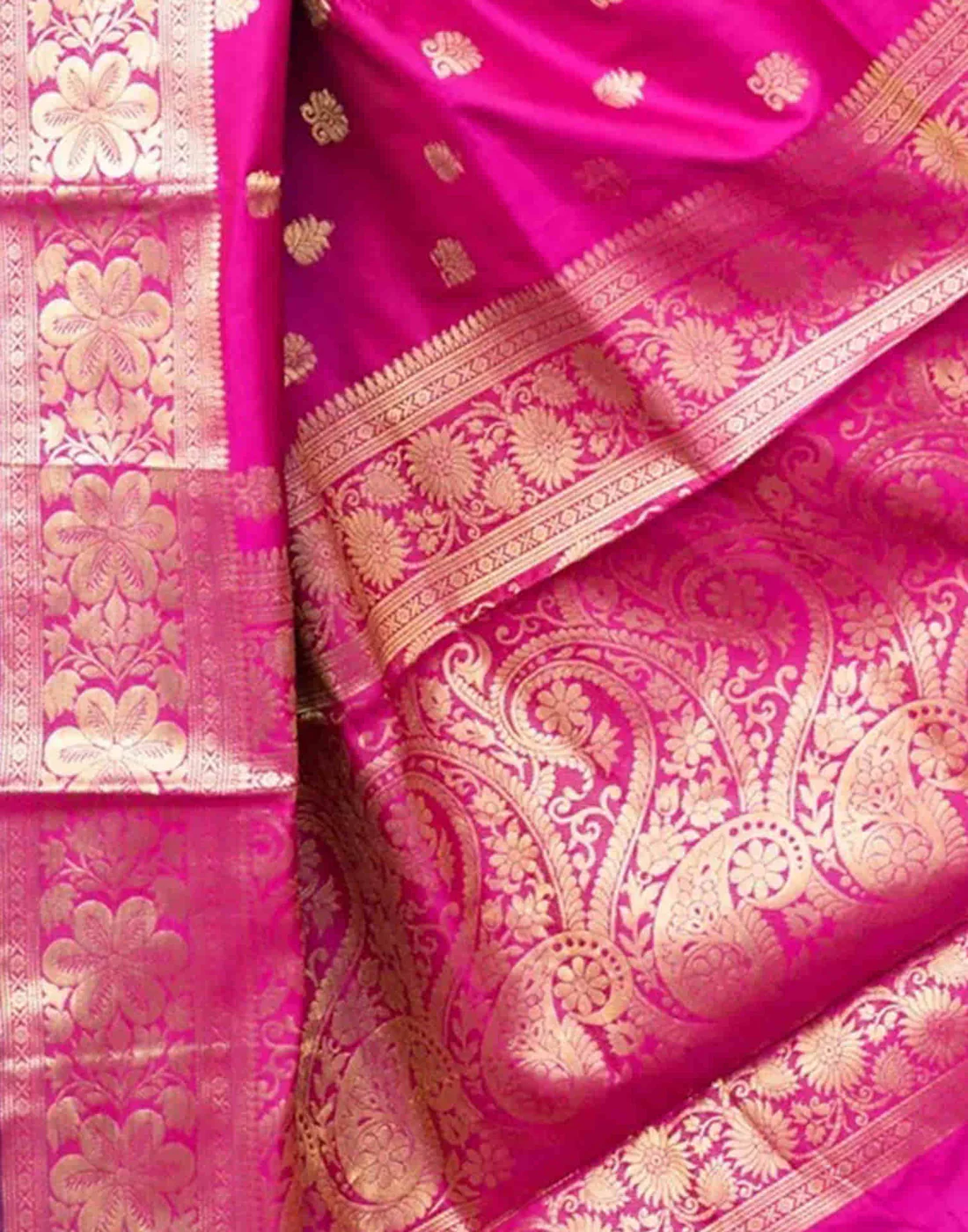 Mysaree Silk Saree — Rani Pink Zari Royale