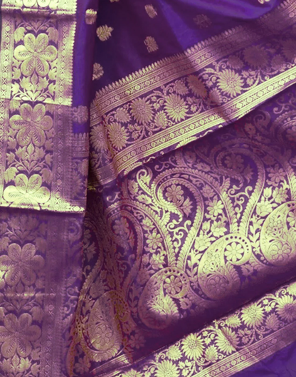 Mysaree Silk Saree — Imperial Violet Temple Zari