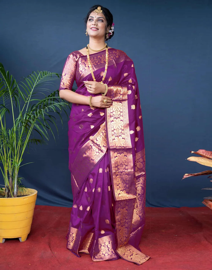 Mysaree Silk Saree — Royal Wine Zari Heritage