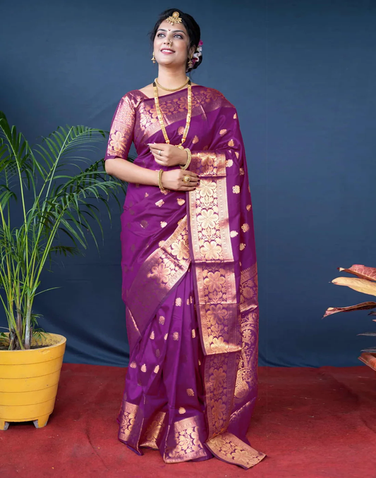 Mysaree Silk Saree — Royal Wine Zari Heritage