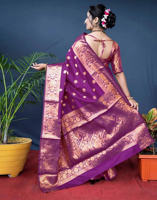 Mysaree Silk Saree — Royal Wine Zari Heritage