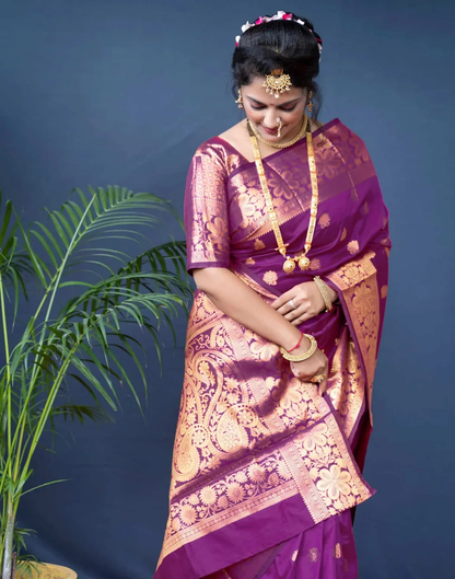 Mysaree Silk Saree — Royal Wine Zari Heritage