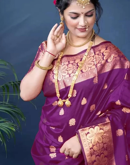 Mysaree Silk Saree — Royal Wine Zari Heritage