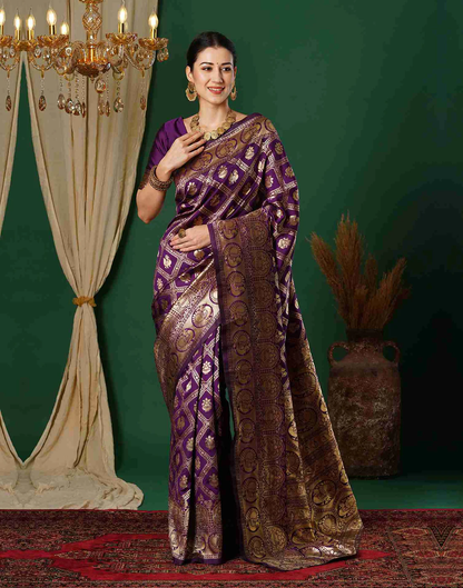 MySaree Radiant Rani Pink Jacquard Saree – Golden Zari Heritage Weave