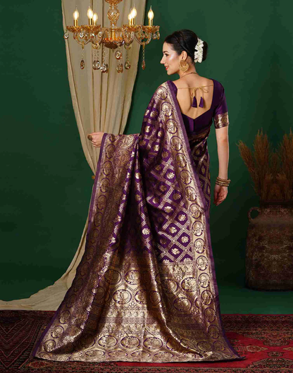 MySaree Radiant Rani Pink Jacquard Saree – Golden Zari Heritage Weave