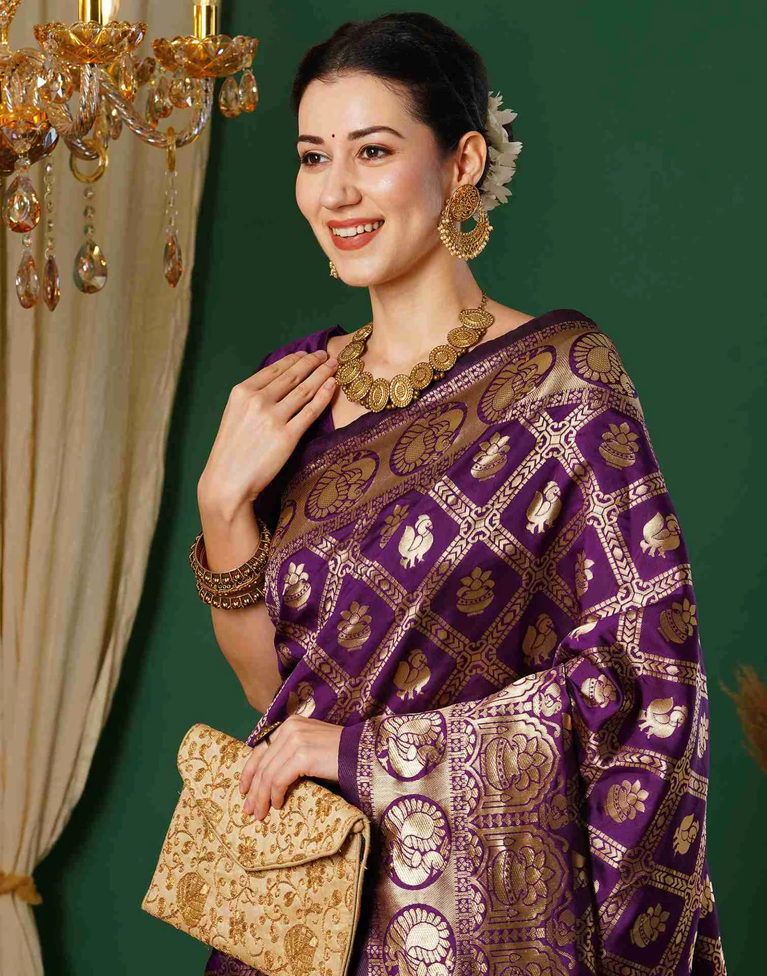 MySaree Radiant Rani Pink Jacquard Saree – Golden Zari Heritage Weave