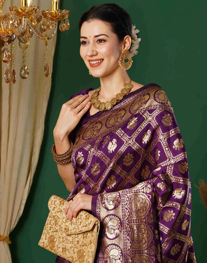 MySaree Radiant Rani Pink Jacquard Saree – Golden Zari Heritage Weave