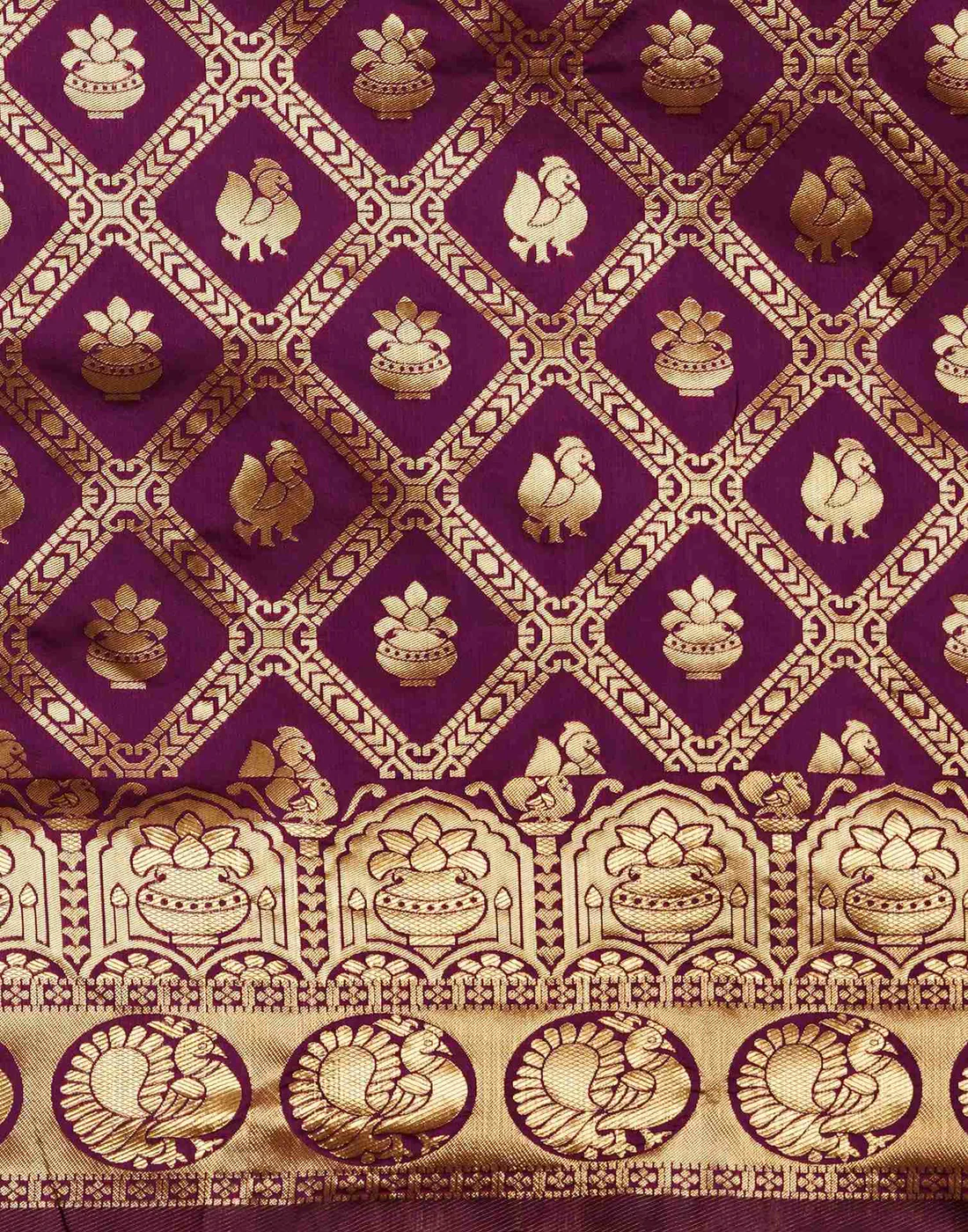 MySaree Radiant Rani Pink Jacquard Saree – Golden Zari Heritage Weave