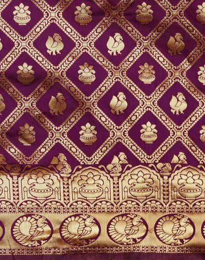 MySaree Radiant Rani Pink Jacquard Saree – Golden Zari Heritage Weave