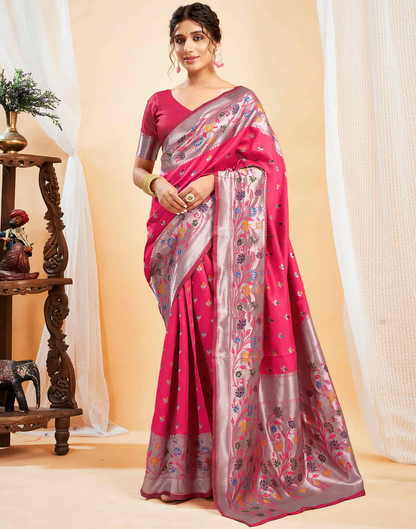 Mysaree Jacquard Saree — Radiant Bloom Elegance