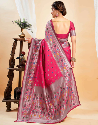Mysaree Jacquard Saree — Radiant Bloom Elegance