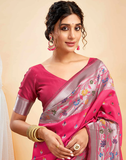 Mysaree Jacquard Saree — Radiant Bloom Elegance