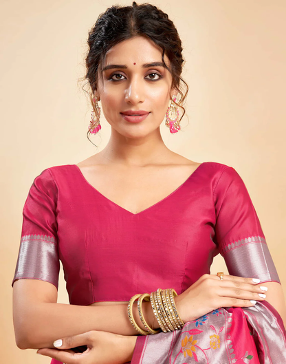 Mysaree Jacquard Saree — Radiant Bloom Elegance