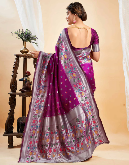 Mysaree Jacquard Saree — Royal Bloom Elegance