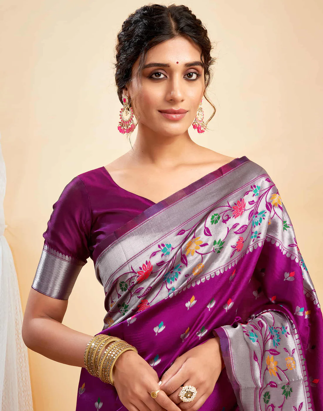 Mysaree Jacquard Saree — Royal Bloom Elegance