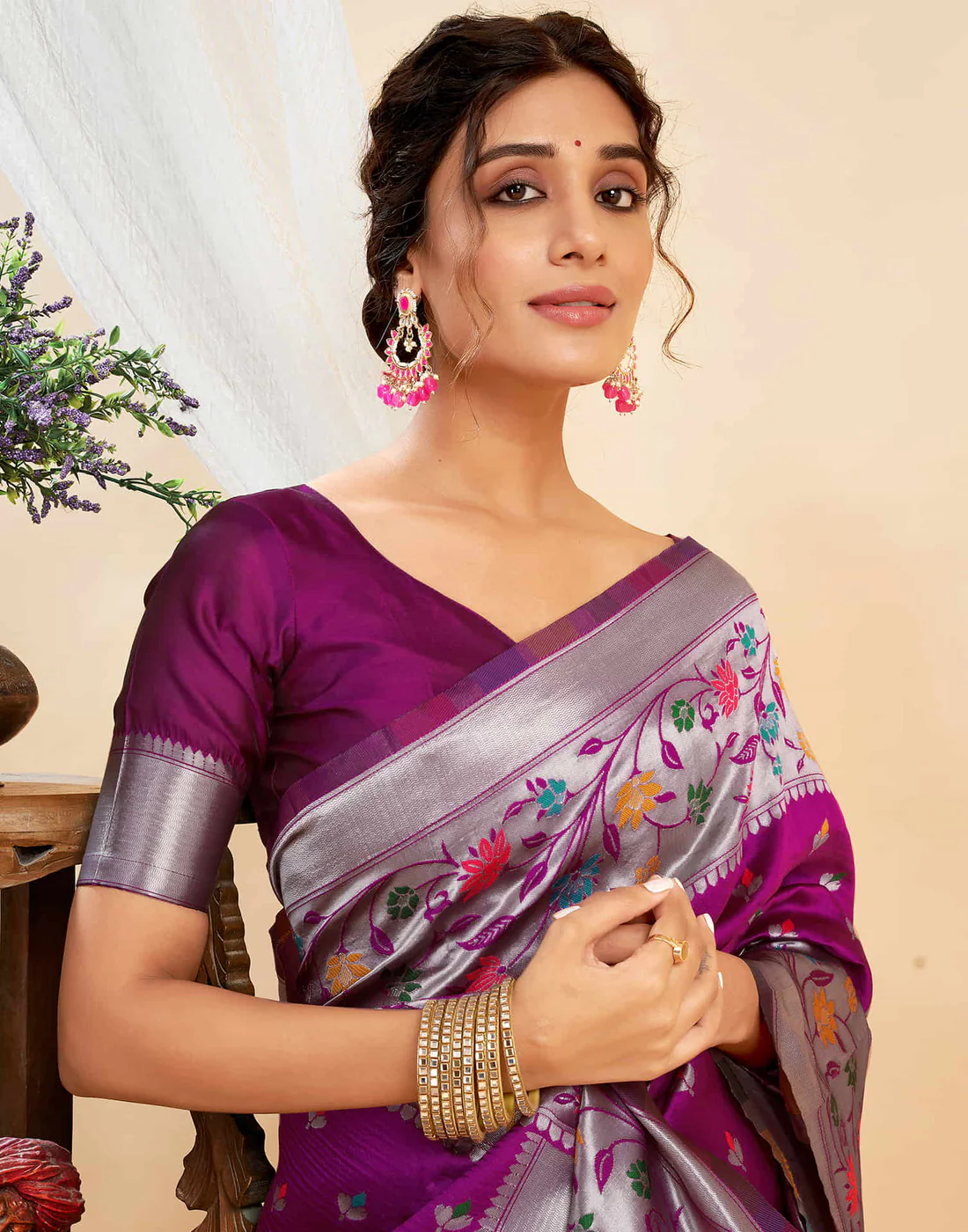 Mysaree Jacquard Saree — Royal Bloom Elegance