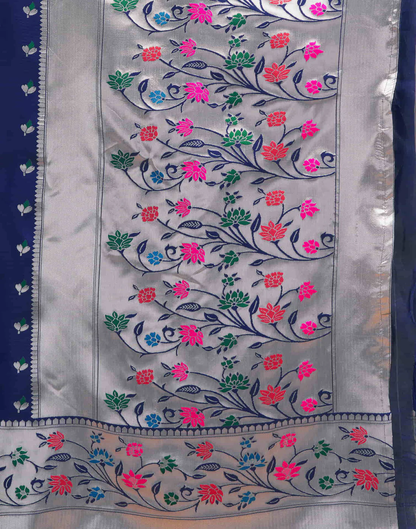 Mysaree Jacquard Saree — Sapphire Bloom Elegance