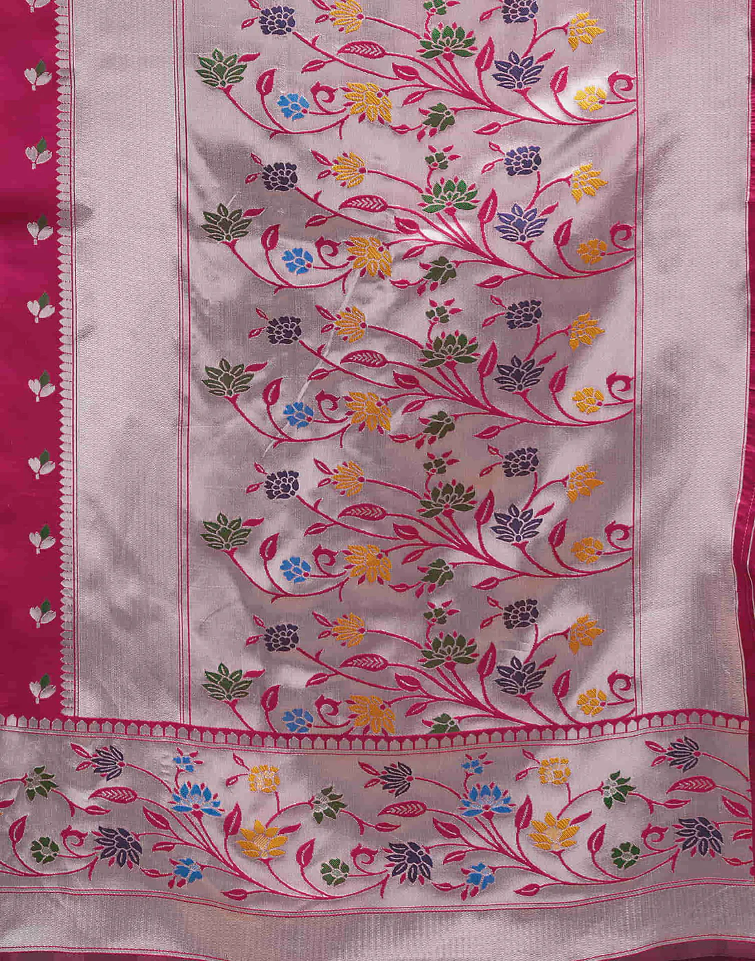 Mysaree Jacquard Saree — Rosy Bloom Elegance
