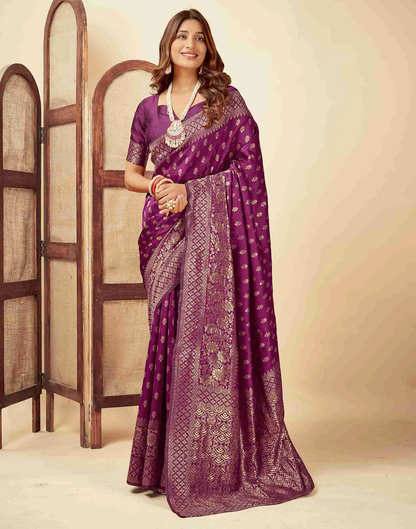 MySaree Royal Blue Jacquard Saree – Silver Zari Butti & Floral Weave