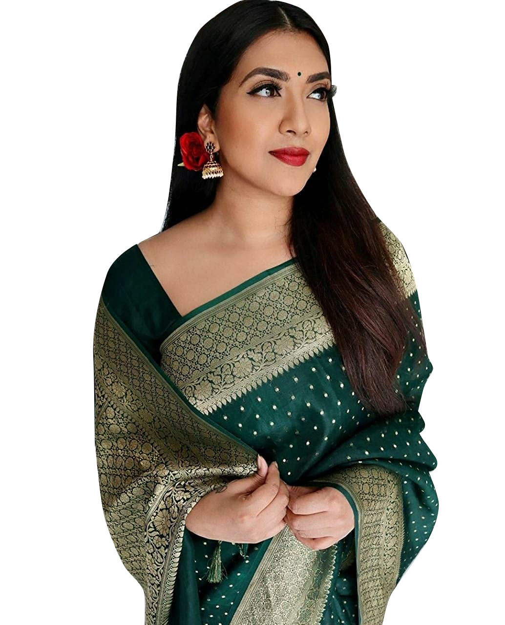MySaree Soft Lichi Silk Jacquard Saree with Rich Pallu & Unstitched Blouse