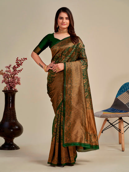 MySaree Elegant Soft Lichi Silk Jacquard Saree with Rich Pallu & Designer Blouse Piece