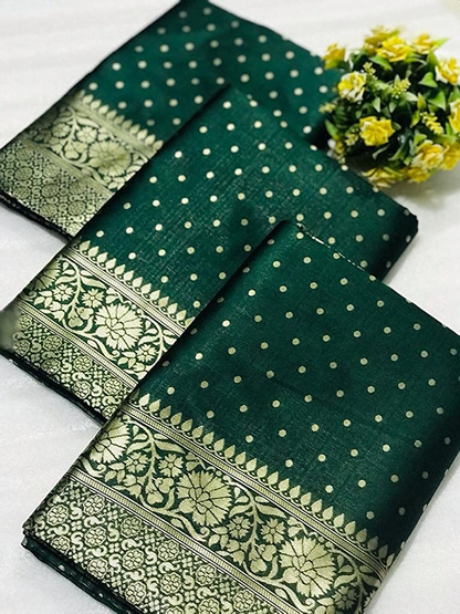 MySaree Soft Lichi Silk Jacquard Saree with Rich Pallu & Unstitched Blouse